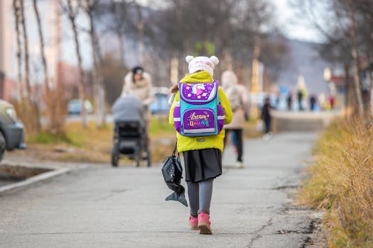 children walking safely to school with clear paths