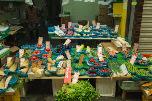 Grocery shopping at a local market