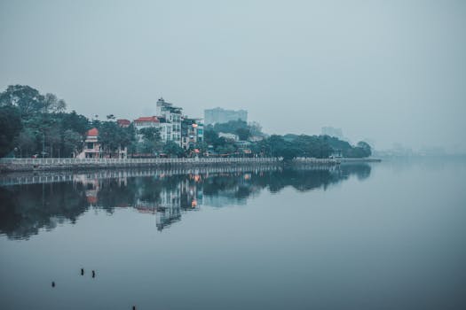 peaceful city park with trees