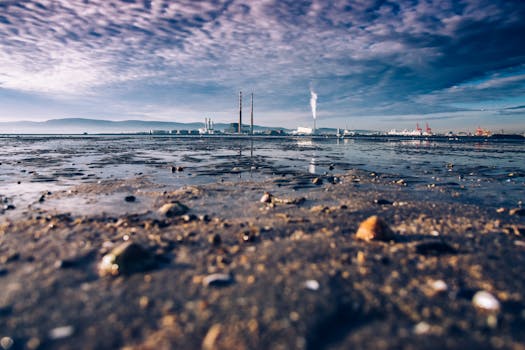 urban skyline with pollution