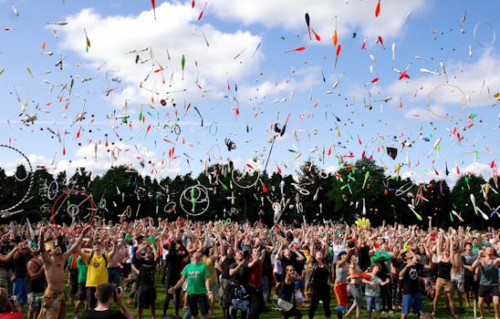 community gathering in a park