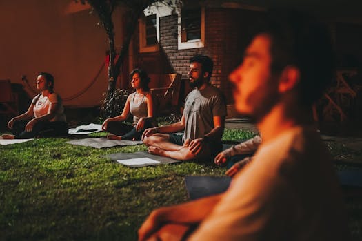 A serene yoga session in a community garden