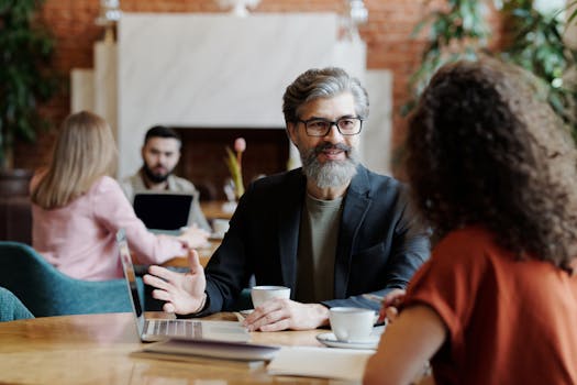 image of young professionals networking at a local coffee shop