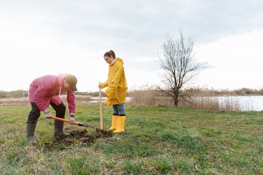 community garden with volunteers