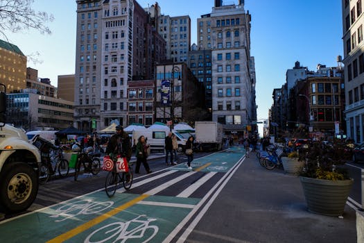 busy city street with people