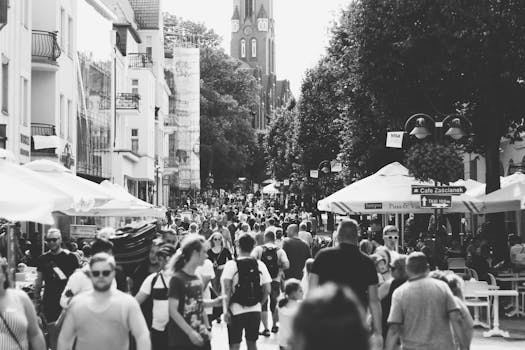 busy urban street with pedestrians