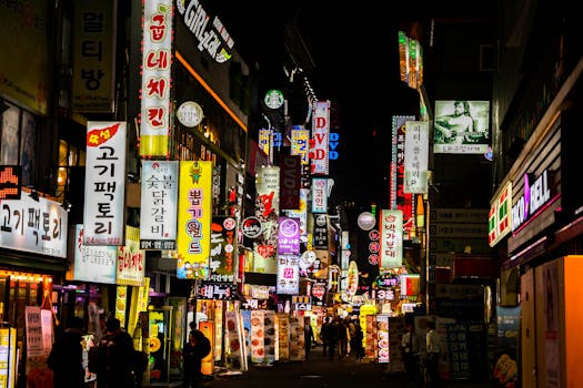 people walking in a vibrant city street