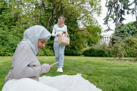 a community garden bustling with activity and greenery