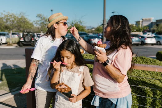 Family enjoying a day out in a park