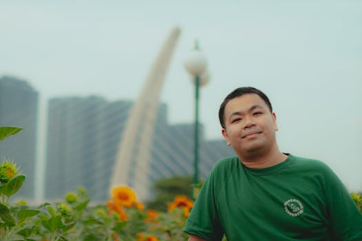 Urban garden with flowers and vegetables