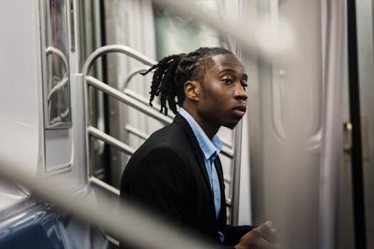 A young professional enjoying a moment of mindfulness on their commute