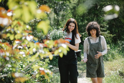 a community garden filled with diverse plants and flowers