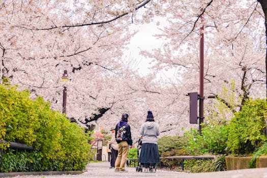 tranquil city park with people enjoying nature