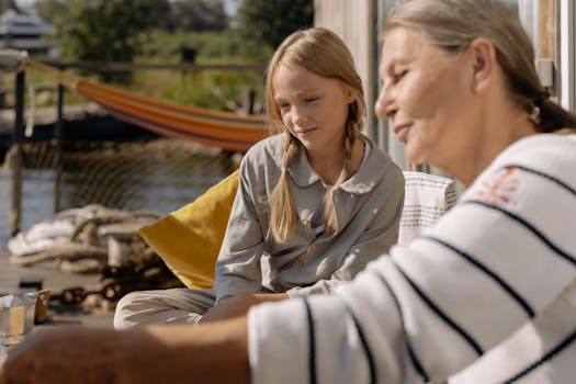 family gardening together on a balcony