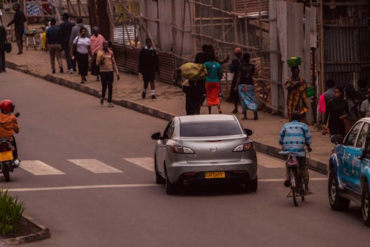 bustling city street with traffic