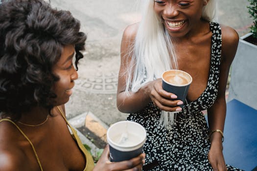 friends enjoying coffee at a cafe