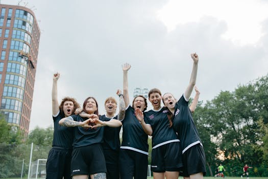 a volunteer team celebrating their achievements