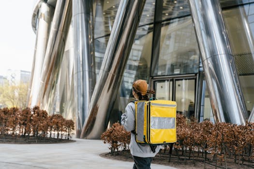 young professional walking in a safe urban area